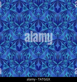 Polygonal abstract seamless blue geometrical floral pattern background Stock Vector