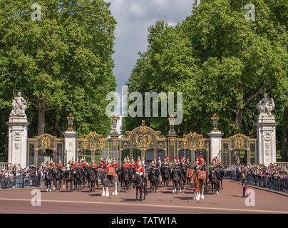 London, UK. 25th May 2019. The Band of The Household Cavalry in front of Canada Gate, Green Park, before The Major Generals Review. Stock Photo