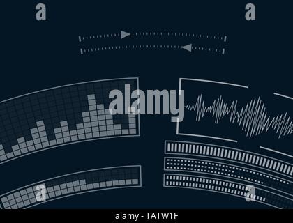 The screen with the audio program. Volume equalizer. Music setting. Vector illustration. Stock Vector