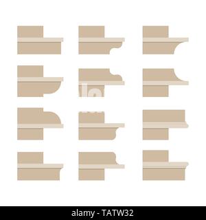 Modern cornice. Vector illustration. Design, building and architecture. Set of icons Stock Vector