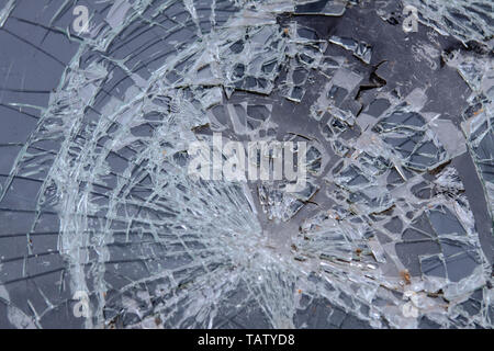 Broken Windshield after car crash Stock Photo