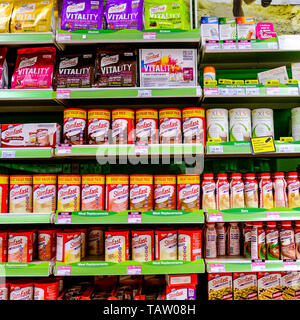 Selection of Available Weight Control Products Such as Slimfast in High Street Shops that Contributer to the Multimillion Pound Indusry of Personal We Stock Photo