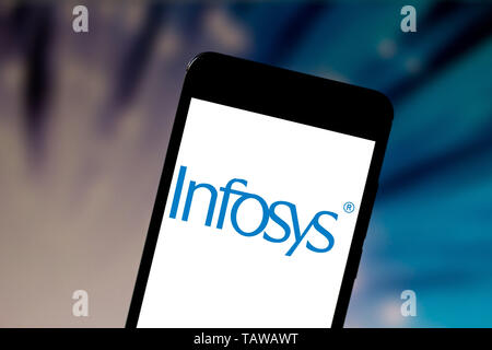 Brazil. 28th May, 2019. In this photo illustration the Infosys Limited logo is seen displayed on a smartphone. Credit: Rafael Henrique/SOPA Images/ZUMA Wire/Alamy Live News Stock Photo