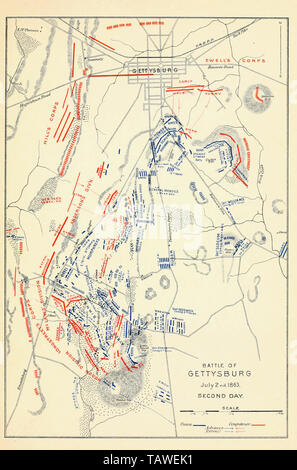 Map of the Battle of Gettysburg, Pennsylvania, 1-3 July 1863 (1862-1867 ...