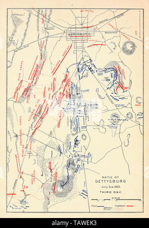 Map of Battle of Gettysburg, Second Day, July 2, 1863 Stock Photo ...