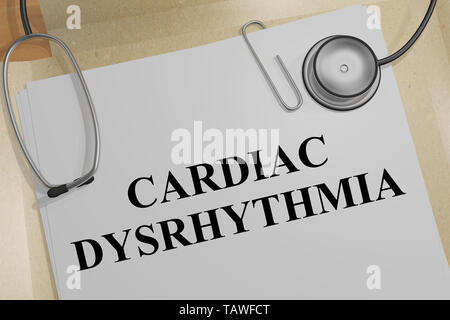 3D illustration of CARDIAC DYSRHYTHMIA title on a medical document Stock Photo