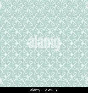 Vector light-blue seamless pattern with shell or fan ornament. Stock Vector
