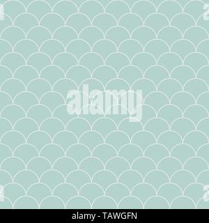 Vector light-blue seamless pattern with shell or fan ornament. Stock Vector