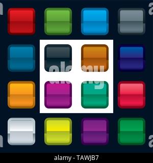 Vector illustration eps10. Set of different metallic buttons. Stock Vector