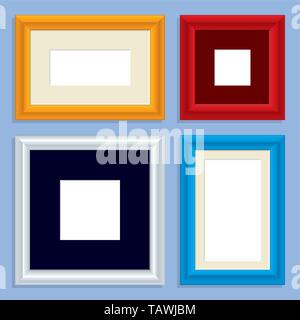 Vector illustration eps10. Four square metallic photo frames. Stock Vector
