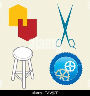 Vector illustration eps10. Set of four icons in flat style. Stock Vector