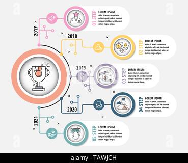 Vector modern flat illustration. Infographic template with elements, circles, text. Designed for business, presentations, web design, diagrams Stock Vector