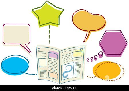 Vector illustration. eps10. Newspaper drawing with text bubbles Stock Vector
