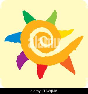 Vector illustration. Simple icon of an spiral star. Stock Vector