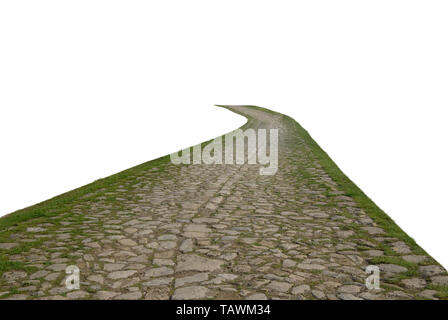 Long Paving road isolated on white background Stock Photo