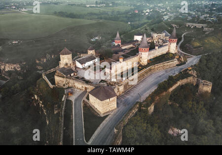 Ancient stone fortress - view from above. Kamyanets-Podilsky, Ukraine. Stock Photo