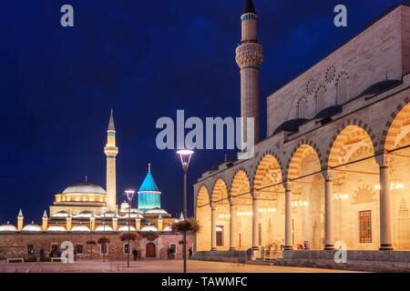 The central square of the old town of Konya at night, Turkey Stock Photo