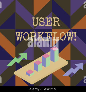 Handwriting text writing User Workflow. Conceptual photo orchestrated and repeatable pattern of business activity Colorful Clustered 3D Bar Chart Grap Stock Photo