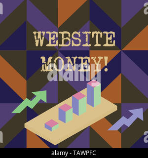 Handwriting text writing Website Money. Conceptual photo Refers to the website we want to promote Where money is earned Colorful Clustered 3D Bar Char Stock Photo