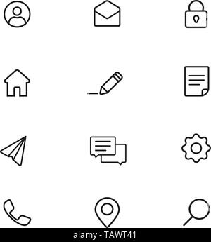 The basic Set of icons on the site is a thin line. Stock Vector