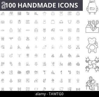 Handmade line icons, signs, vector set, outline illustration concept ...