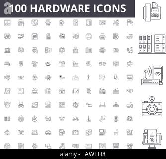 Hardware line icons, signs, vector set, outline illustration concept  Stock Vector