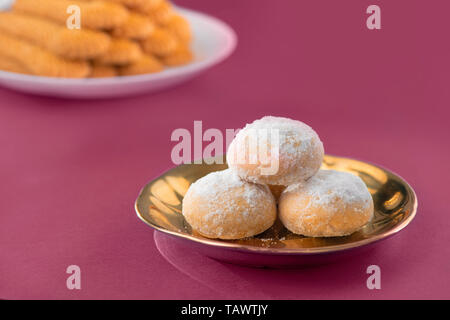 Sweet Eid El-Fitr Cookies, Muslim Lesser Holiday Traditional Sweets, Kaak and Biscuits Stock Photo