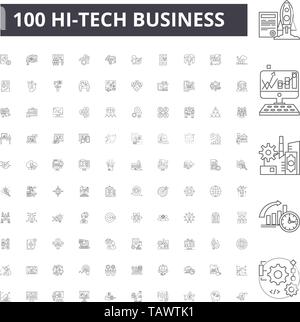 Hitech business line icons, signs, vector set, outline illustration concept  Stock Vector