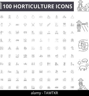 Horticulture line icons, signs, vector set, outline illustration concept  Stock Vector