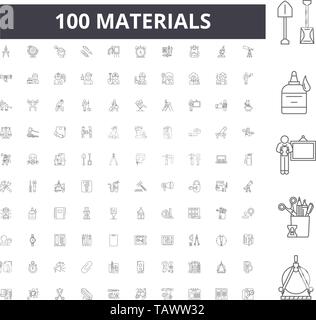 Materials line icons, signs, vector set, outline illustration concept  Stock Vector