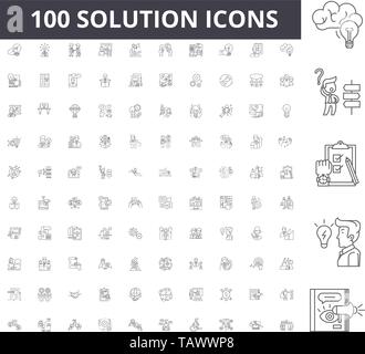 Solution line icons, signs, vector set, outline illustration concept  Stock Vector