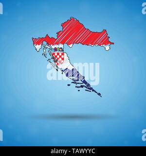 Scribble map of Croatia. Sketch Country map for infographic, brochures and presentations, Stylized sketch map of Croatia. Vector illustration Stock Vector