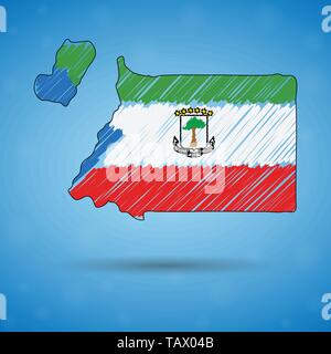 Scribble map of Equatorial Guinea. Sketch Country map for infographic, brochures and presentations, Stylized sketch map of Equatorial Guinea. Vector Stock Vector