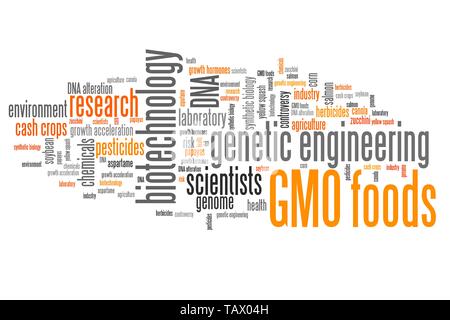 Gmo Raspberries GMO foods and genetic engineering. Collage with raspberries, plant leaf ...