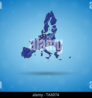 Scribble map of European Union. Sketch Country map for infographic, brochures and presentations, Stylized sketch map of European Union. Vector Stock Vector