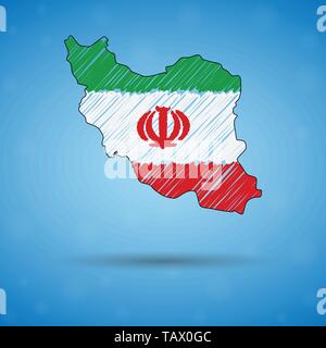Scribble map of Iran. Sketch Country map for infographic, brochures and presentations, Stylized sketch map of Iran. Vector illustration Stock Vector