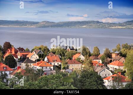 Jonkoping town residential area with lake Vattern in Sweden. Smaland province. Stock Photo