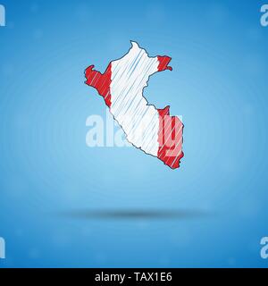 Scribble map of Peru. Sketch Country map for infographic, brochures and presentations, Stylized sketch map of Peru. Vector illustration Stock Vector
