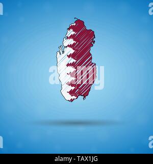 Scribble map of Qatar. Sketch Country map for infographic, brochures and presentations, Stylized sketch map of Qatar. Vector illustration Stock Vector