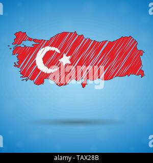 Scribble map of Turkey. Sketch Country map for infographic, brochures and presentations, Stylized sketch map of Turkey. Vector illustration Stock Vector