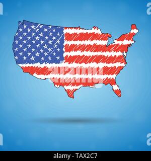 Scribble map of United States of America. Sketch Country map for infographic, brochures and presentations, Stylized sketch map of USA. Vector Stock Vector