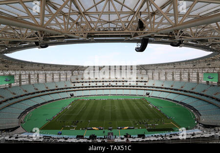 A general view of the Olympic Stadium in Baku, Azerbaijan where Chelsea will face Arsenal in the Europa League Final tomorrow night. Stock Photo