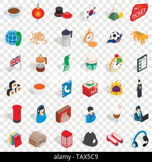 Welness icons set, isometric style Stock Vector