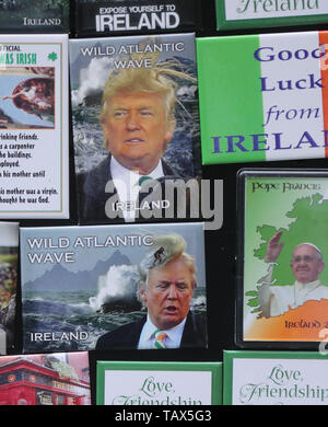 Donald trump fridge magnets for sale in anticipation of his visit to Ireland next week. Stock Photo