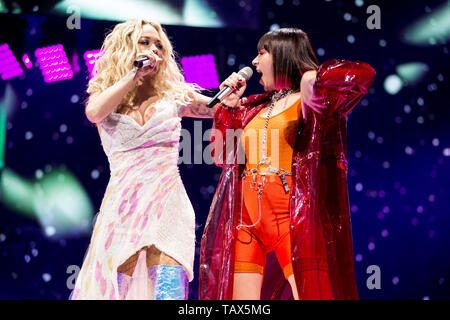 Rita Ora and Charli XCX performing at the O2 Arena - 24th May 2019 Stock Photo