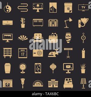 Interior icons set, simple style Stock Vector