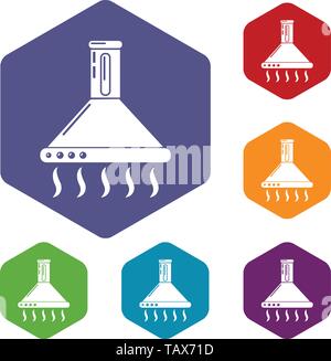 Exhaust icons vector hexahedron Stock Vector