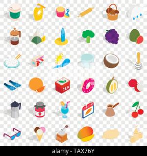 Coffee icons set, isometric style Stock Vector