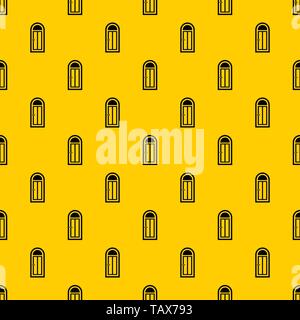 Arched wooden door with glass pattern vector Stock Vector
