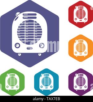 Heat-blower icons vector hexahedron Stock Vector